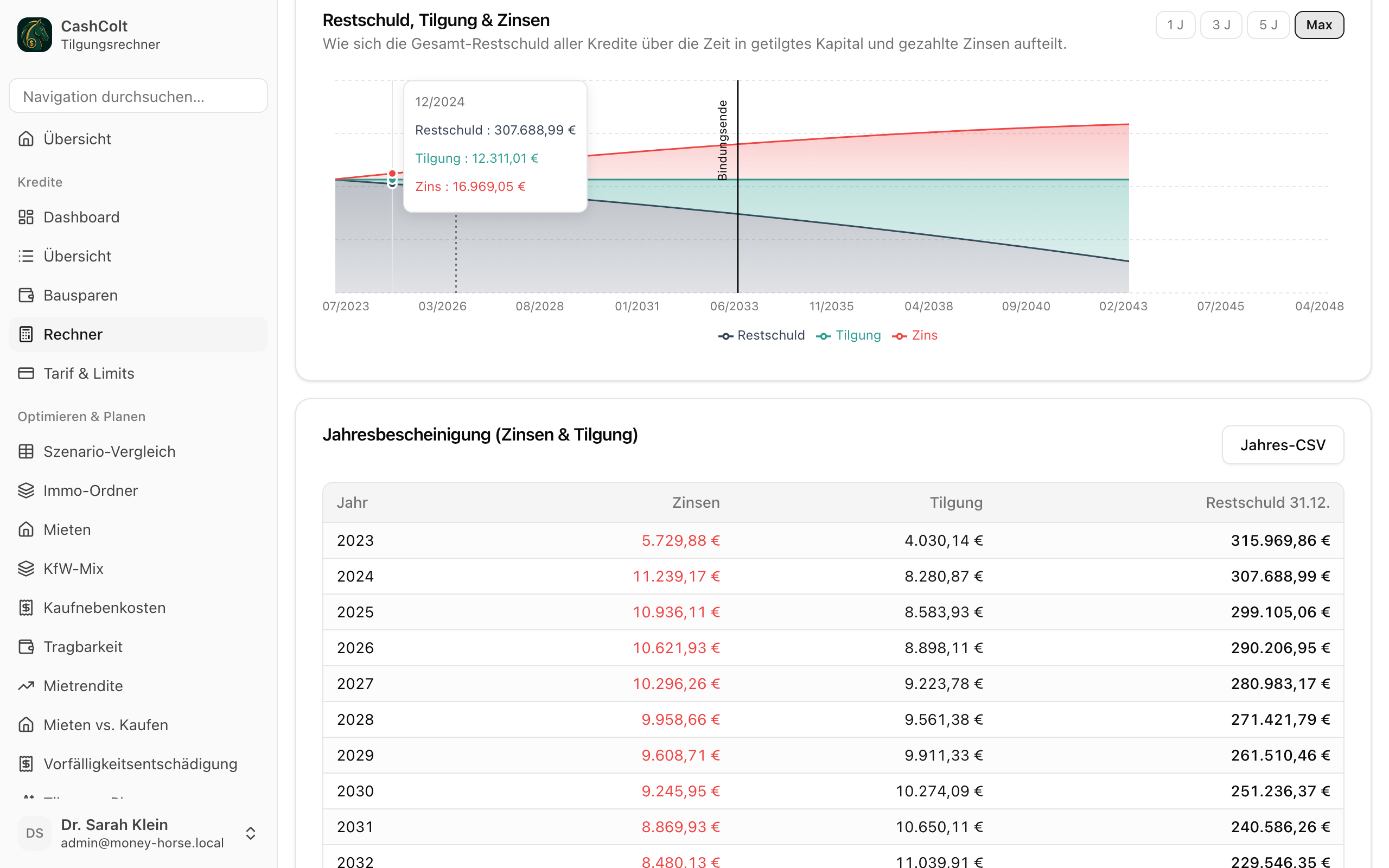 Tilgungsplan-Tabelle